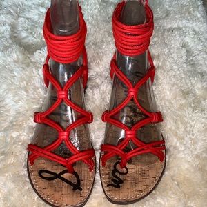 SAM EDELMAN GIANNI RED GLADIATOR SANDALS